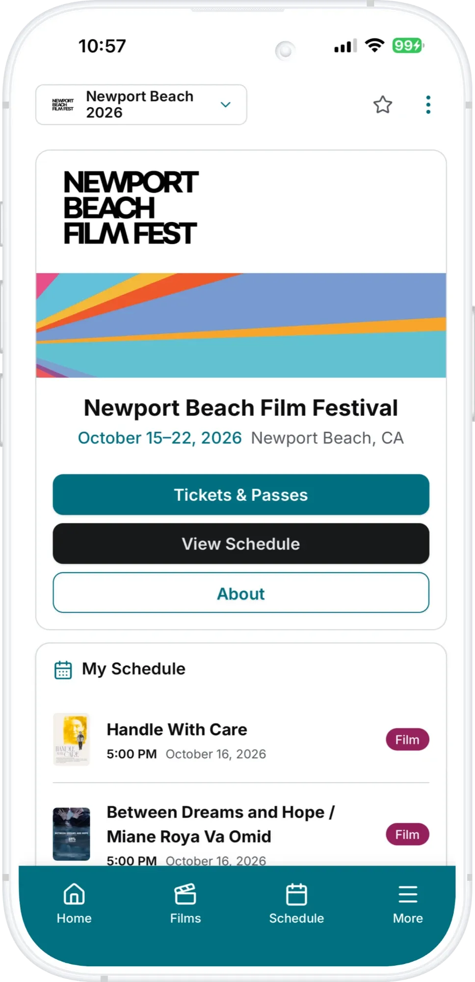 Newport Beach Film Festival's Event Space in the Cirqil app